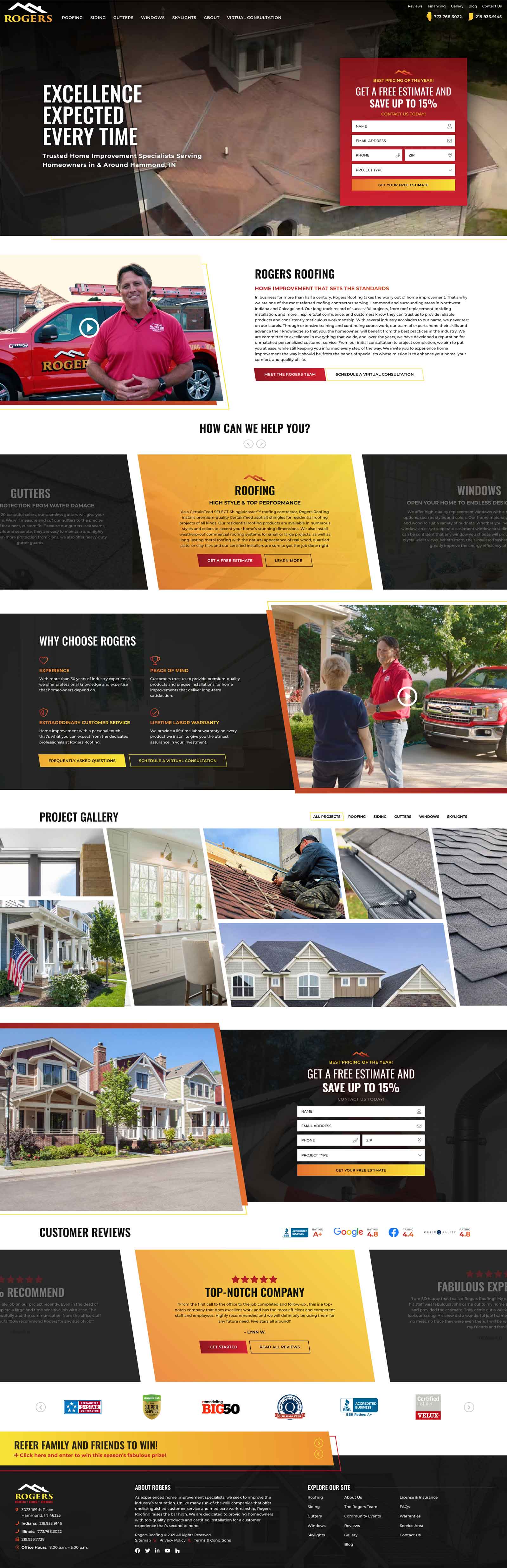 Rogers Roofing home page design