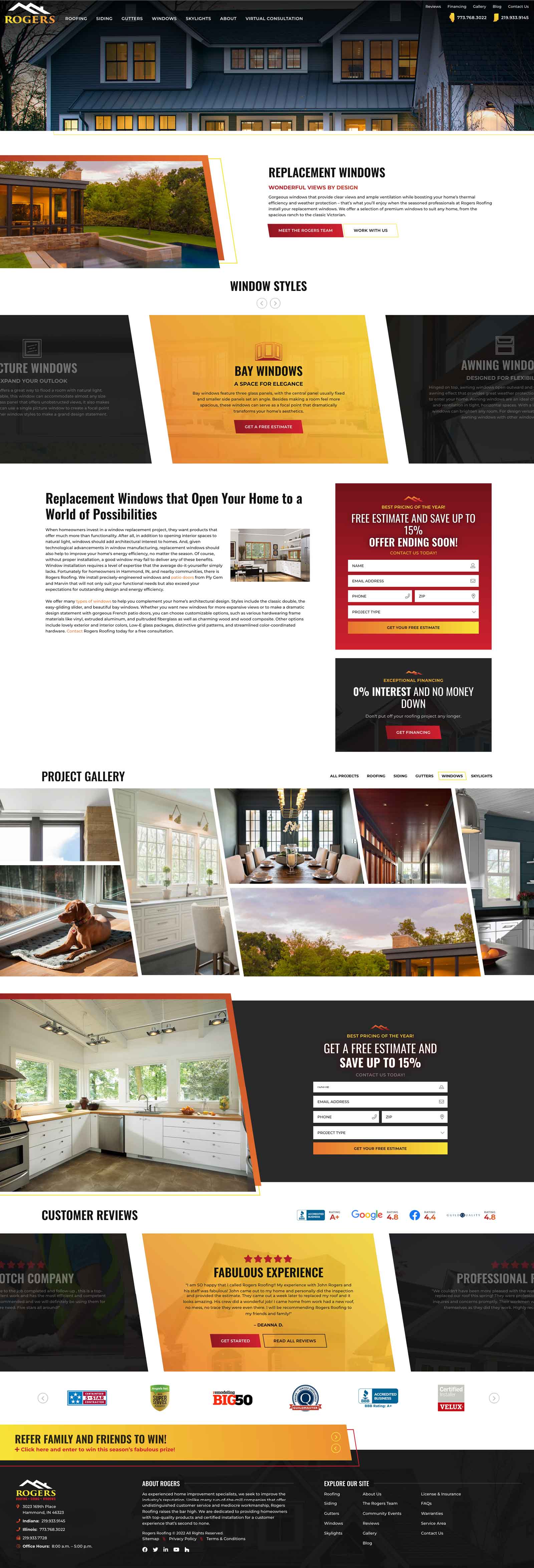 Rogers Roofing service category page design